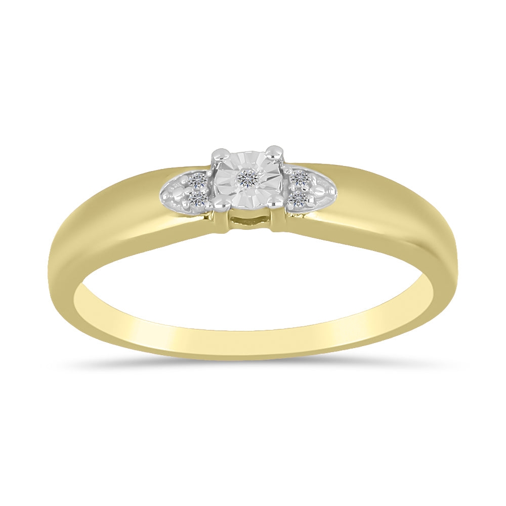 Goldplattierter Silberring mit weißem Diamant