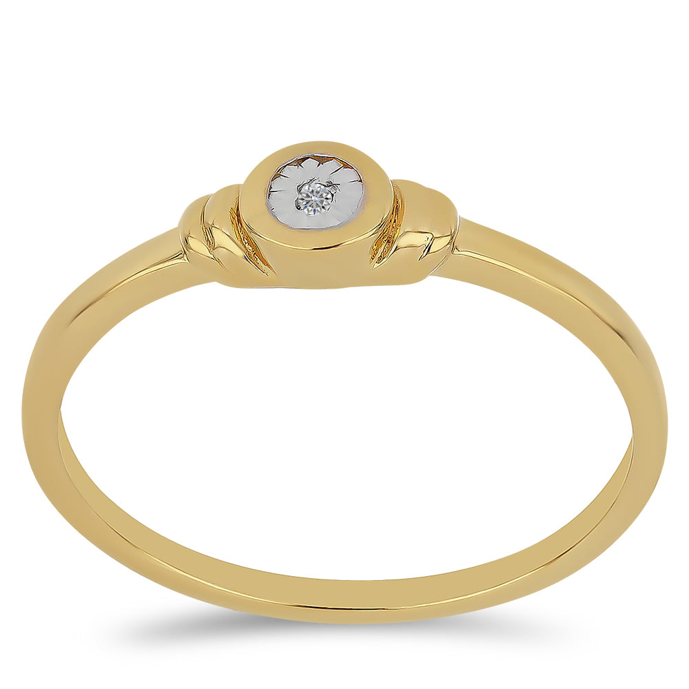 Goldplattierter Silberring mit weißem Diamant