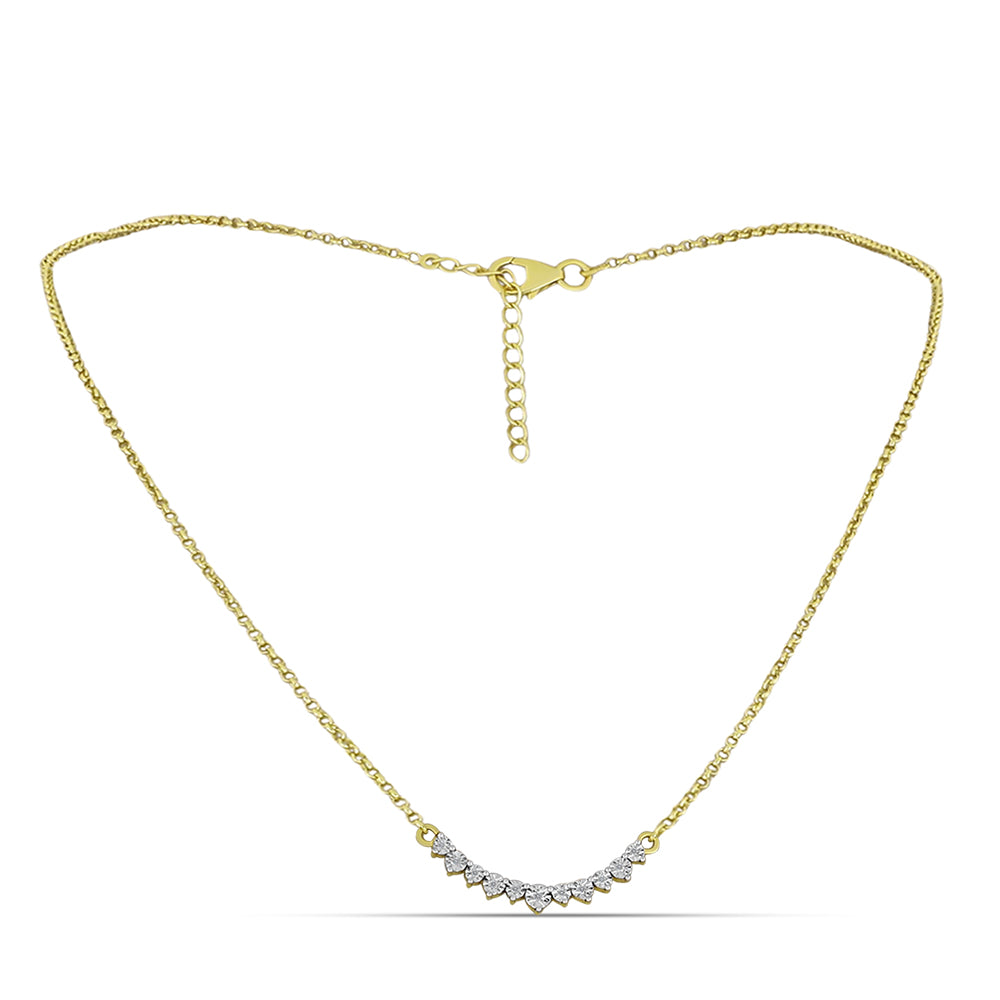 Goldplattierte Silberhalskette mit weißem Diamant