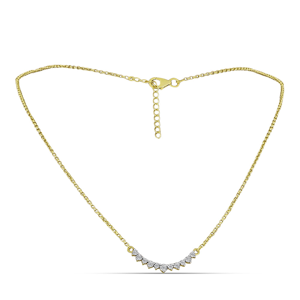 Goldplattierte Silberhalskette mit weißem Diamant