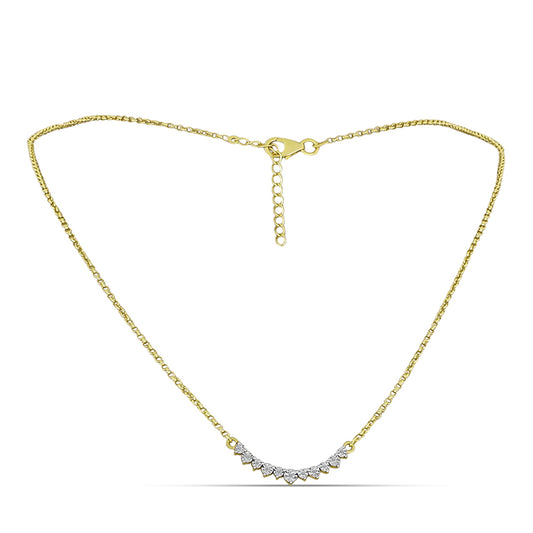 Goldplattierte Silberhalskette mit weißem Diamant
