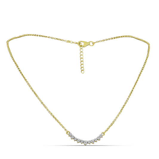 Goldplattierte Silberhalskette mit weißem Diamant