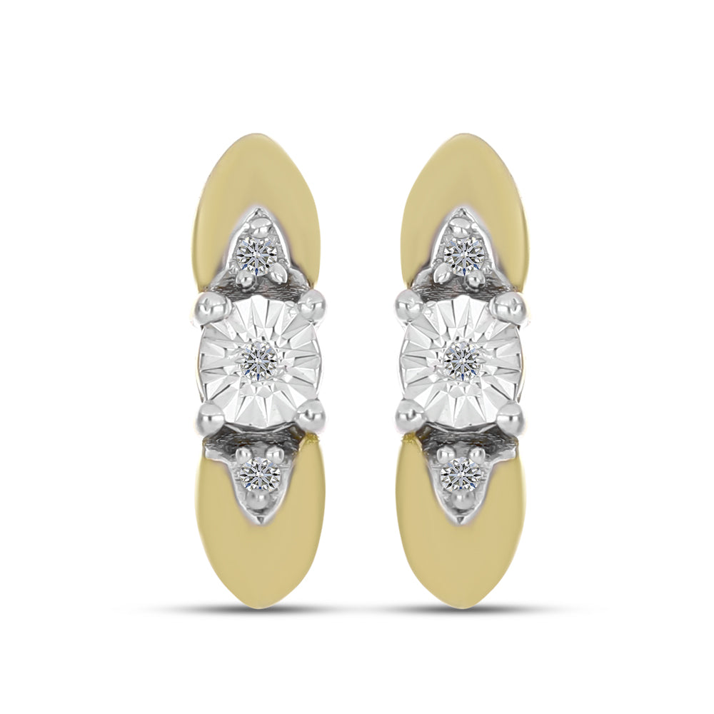Goldplattierte Silberohrringe mit weißem Diamant 1 