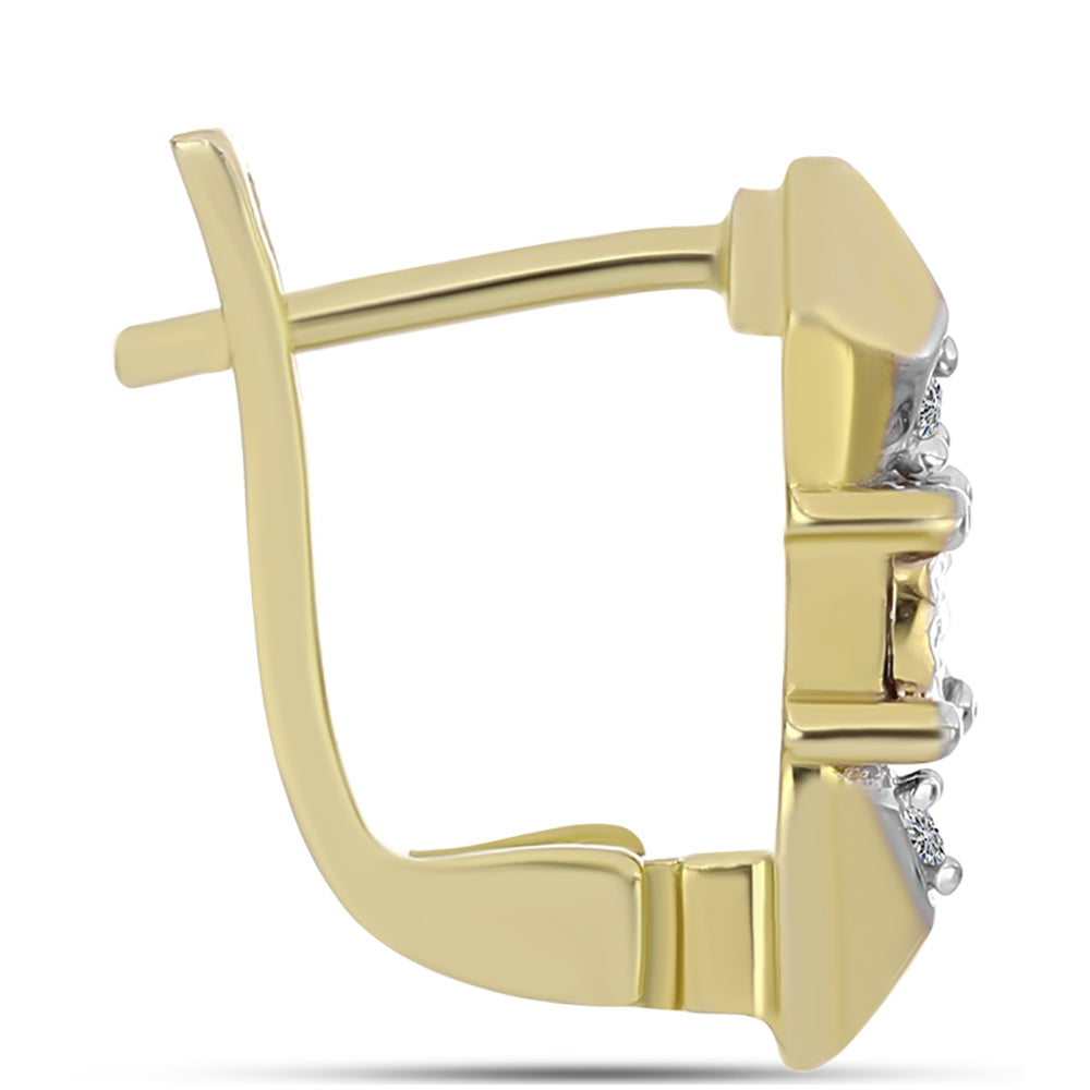 Goldplattierte Silberohrringe mit weißem Diamant 4 