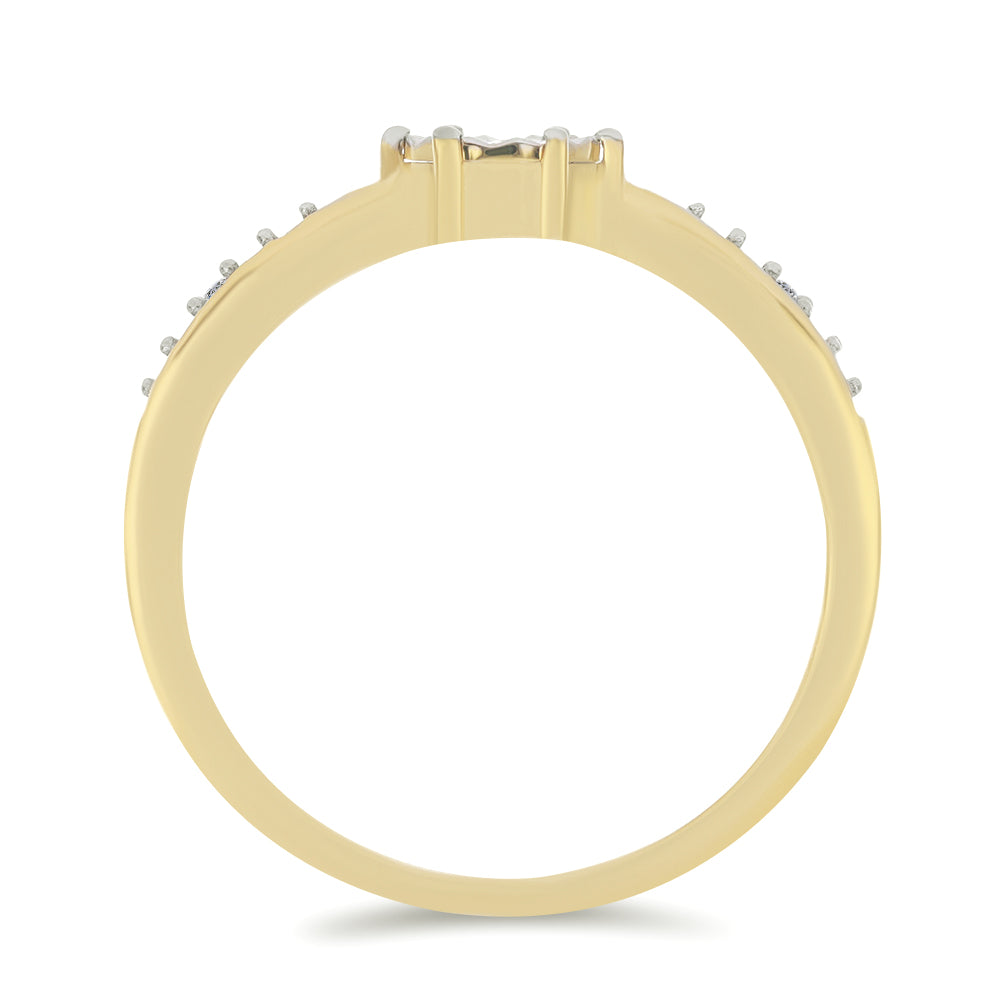 Goldplattierter Silberring mit weißem Diamant und weißem Zirkon 2 