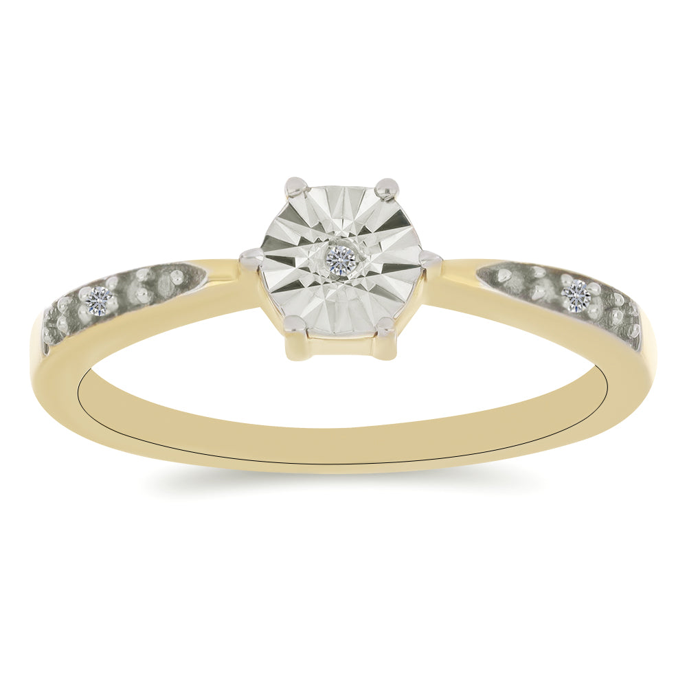 Goldplattierter Silberring mit weißem Diamant und weißem Zirkon