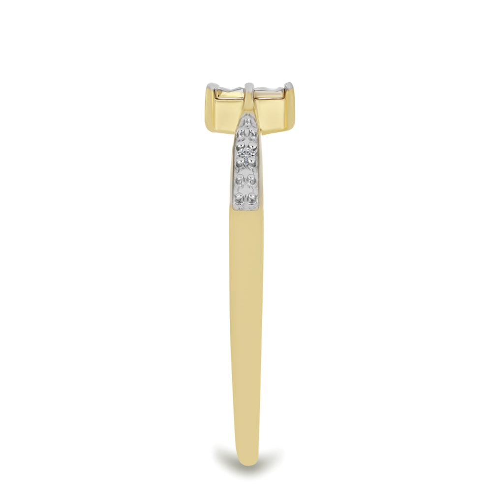 Goldplattierter Silberring mit weißem Diamant und weißem Zirkon 4 