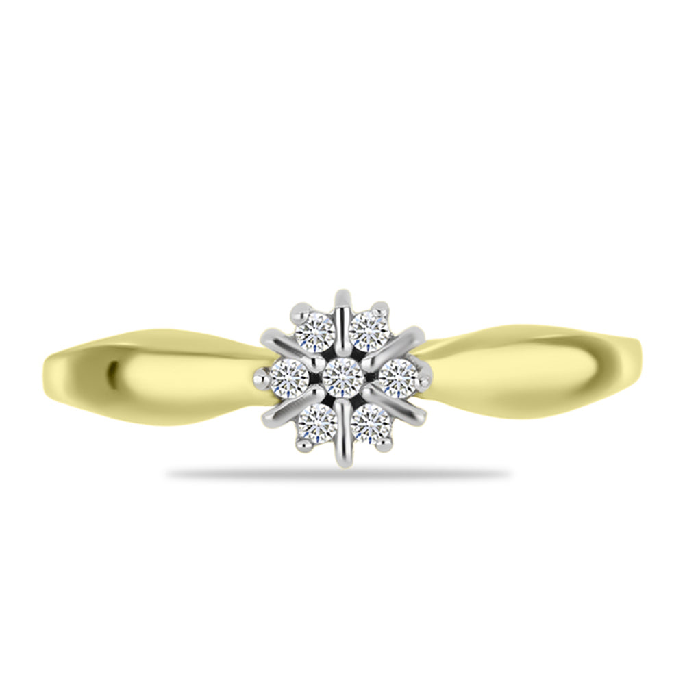 Goldplattierter Silberring mit weißem Diamant 5 