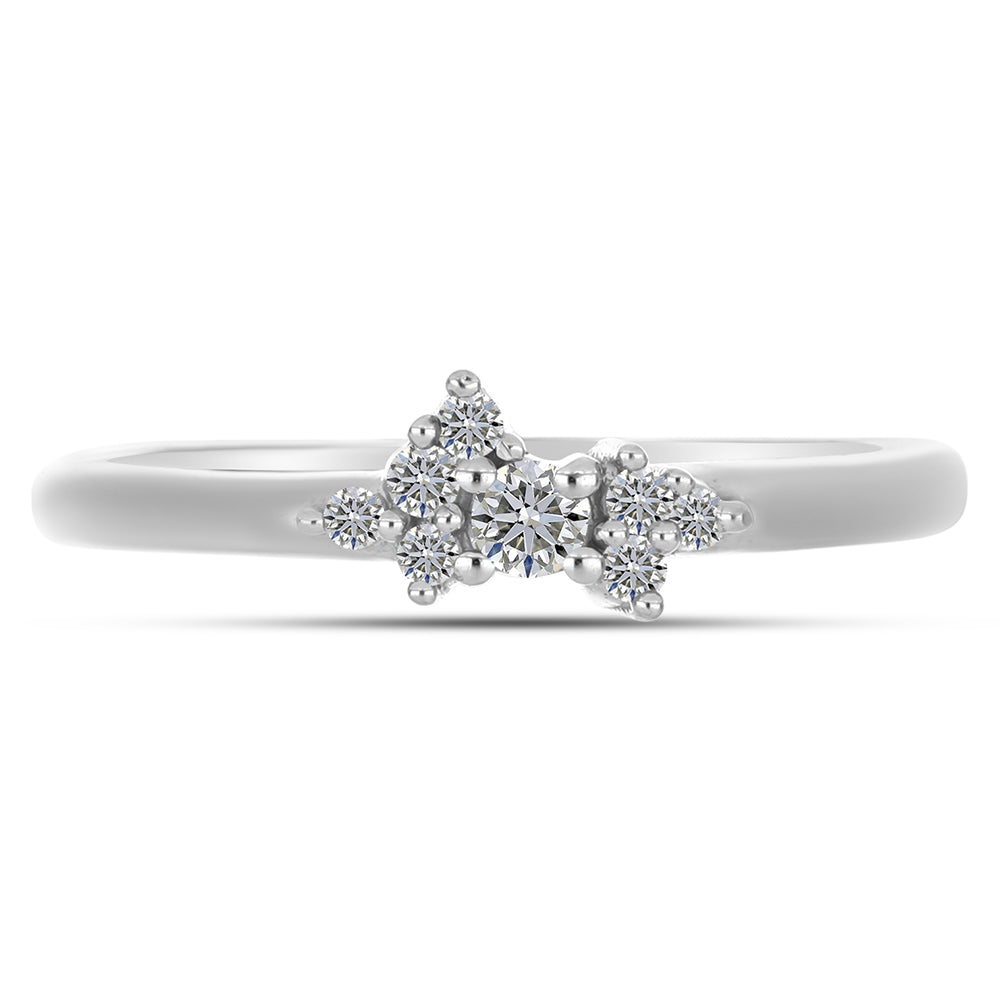 Silberring mit weißem Diamant 1 