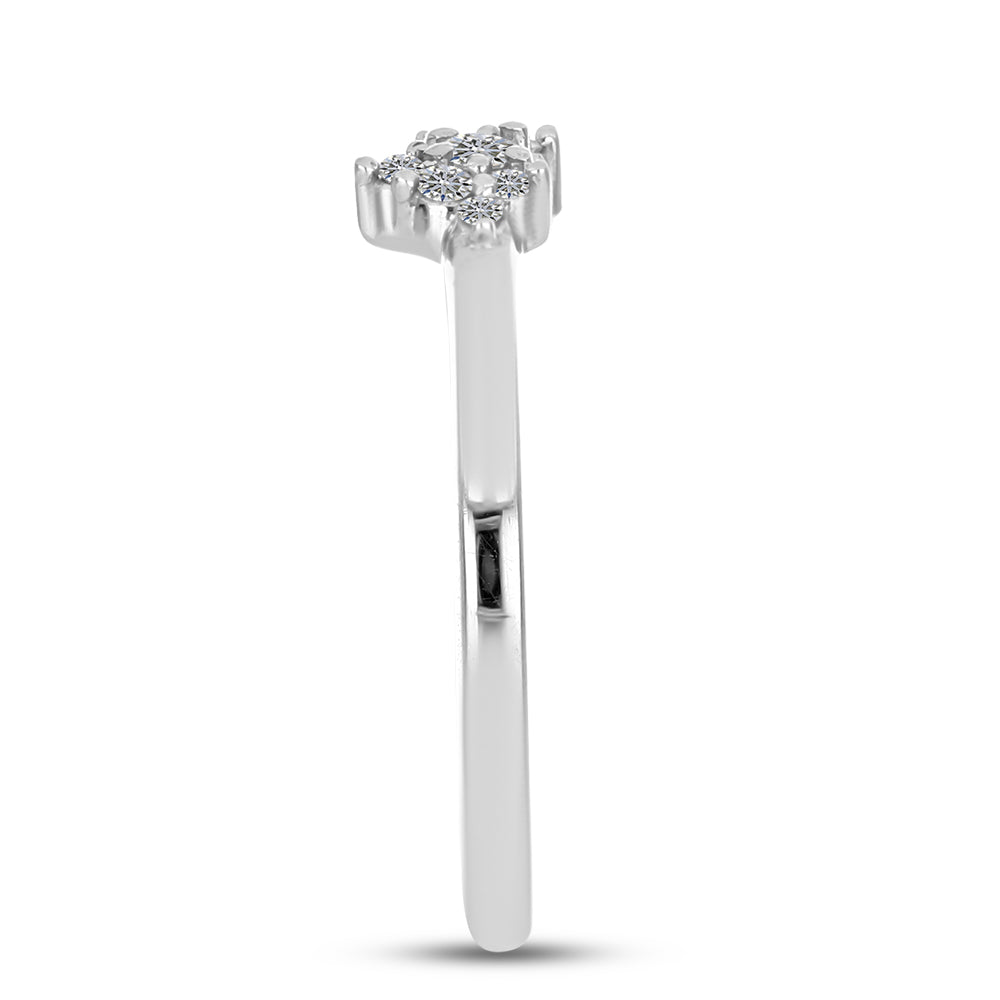 Silberring mit weißem Diamant 4 
