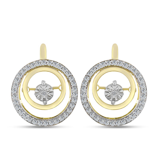 Goldplattierte Silberohrringe mit weißem Diamant und weißem Zirkon