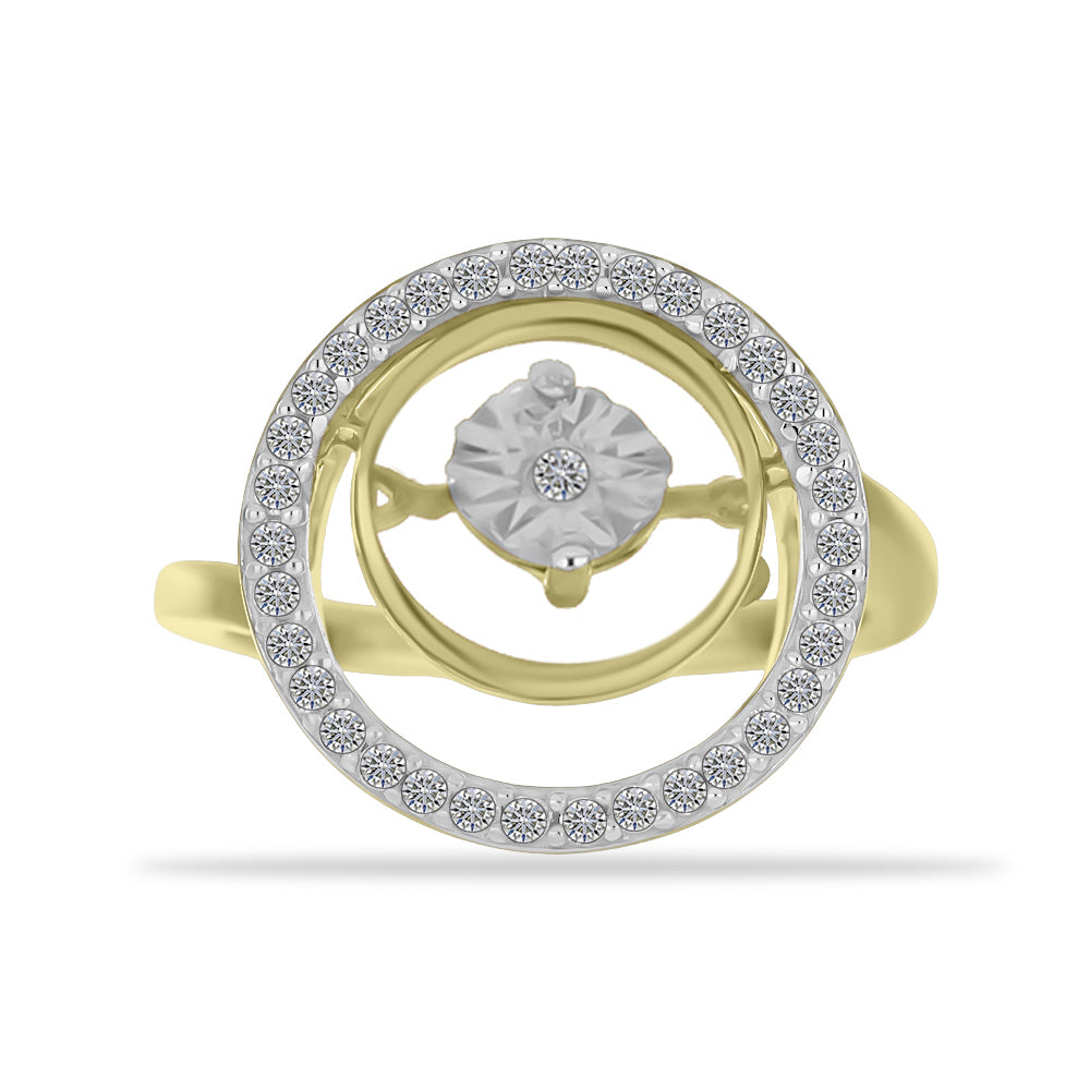 Goldplattierter Silberring mit weißem Diamant und weißem Zirkon 1 