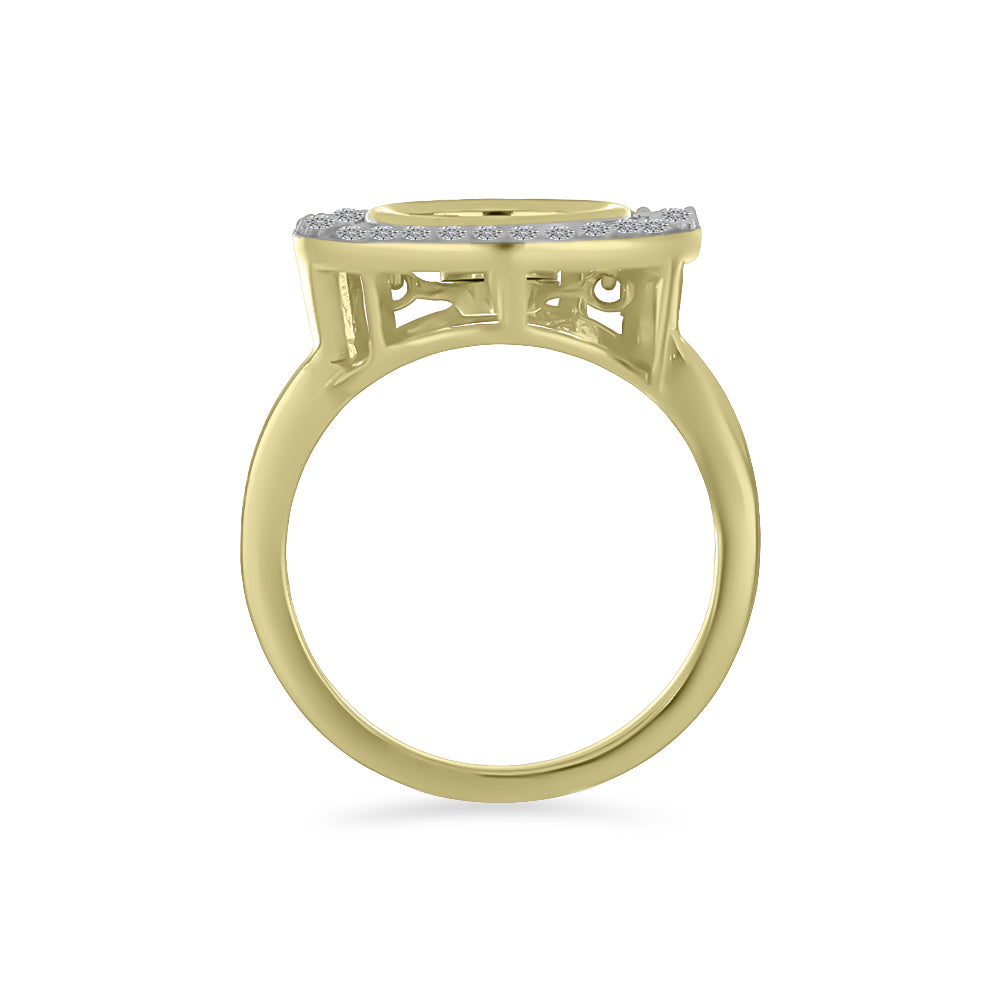 Goldplattierter Silberring mit weißem Diamant und weißem Zirkon 2 