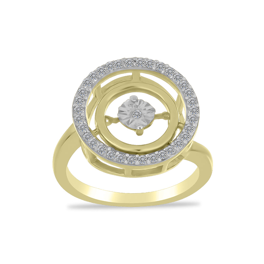 Goldplattierter Silberring mit weißem Diamant und weißem Zirkon 3 