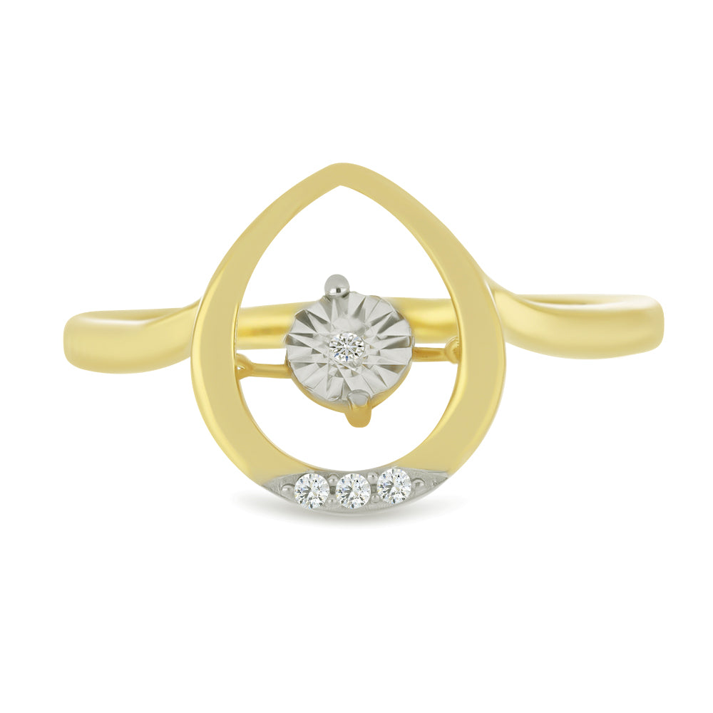 Goldplattierter Silberring mit weißem Diamant und weißem Zirkon