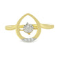 Goldplattierter Silberring mit weißem Diamant und weißem Zirkon