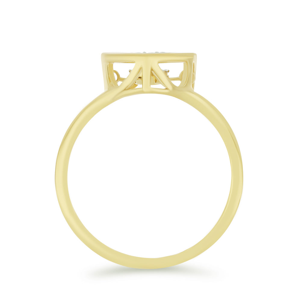 Goldplattierter Silberring mit weißem Diamant und weißem Zirkon 2 