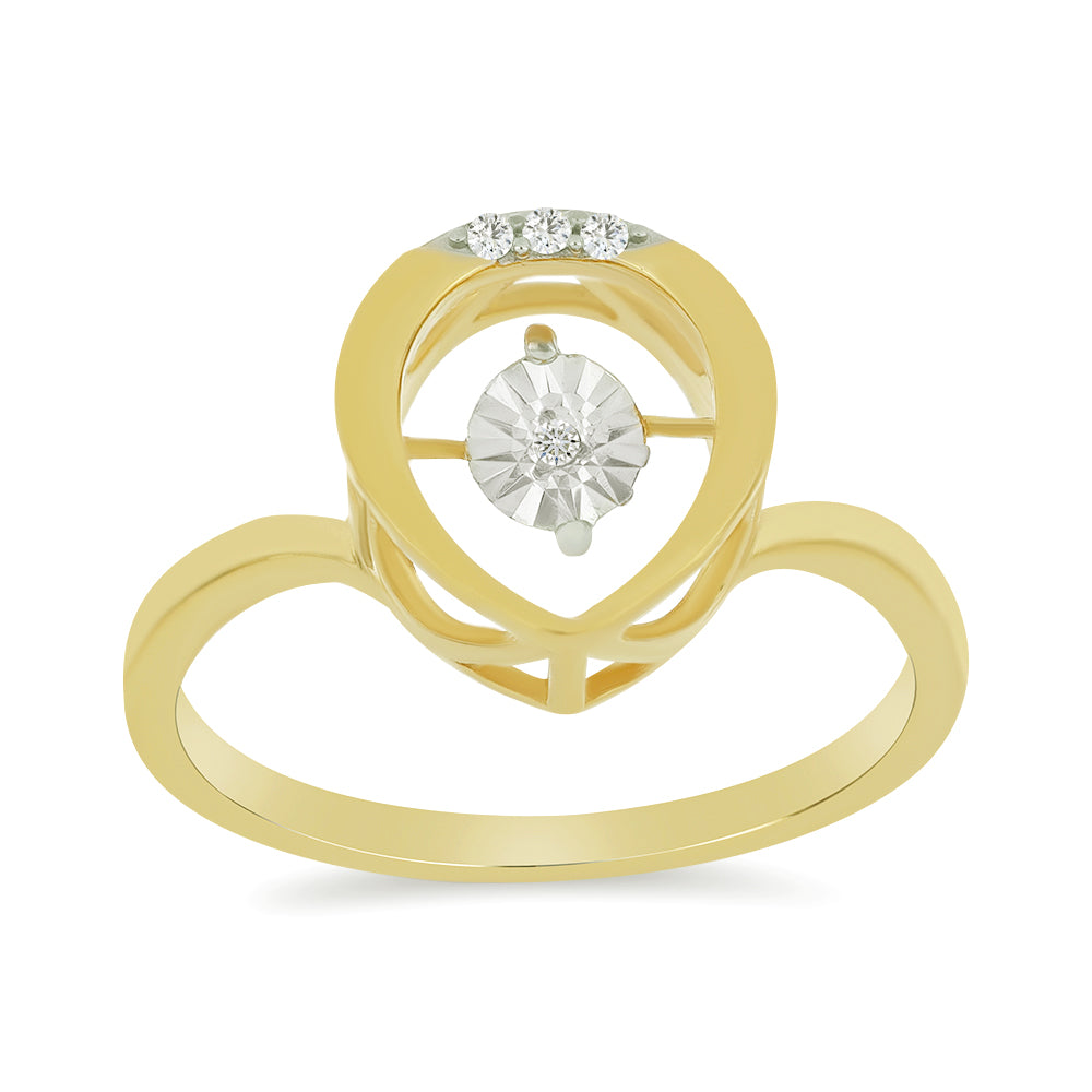 Goldplattierter Silberring mit weißem Diamant und weißem Zirkon 3 