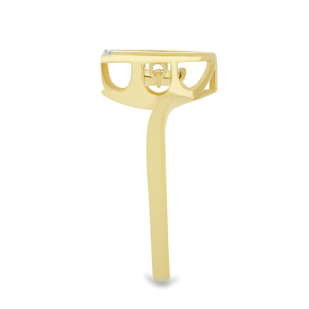 Goldplattierter Silberring mit weißem Diamant und weißem Zirkon 4 
