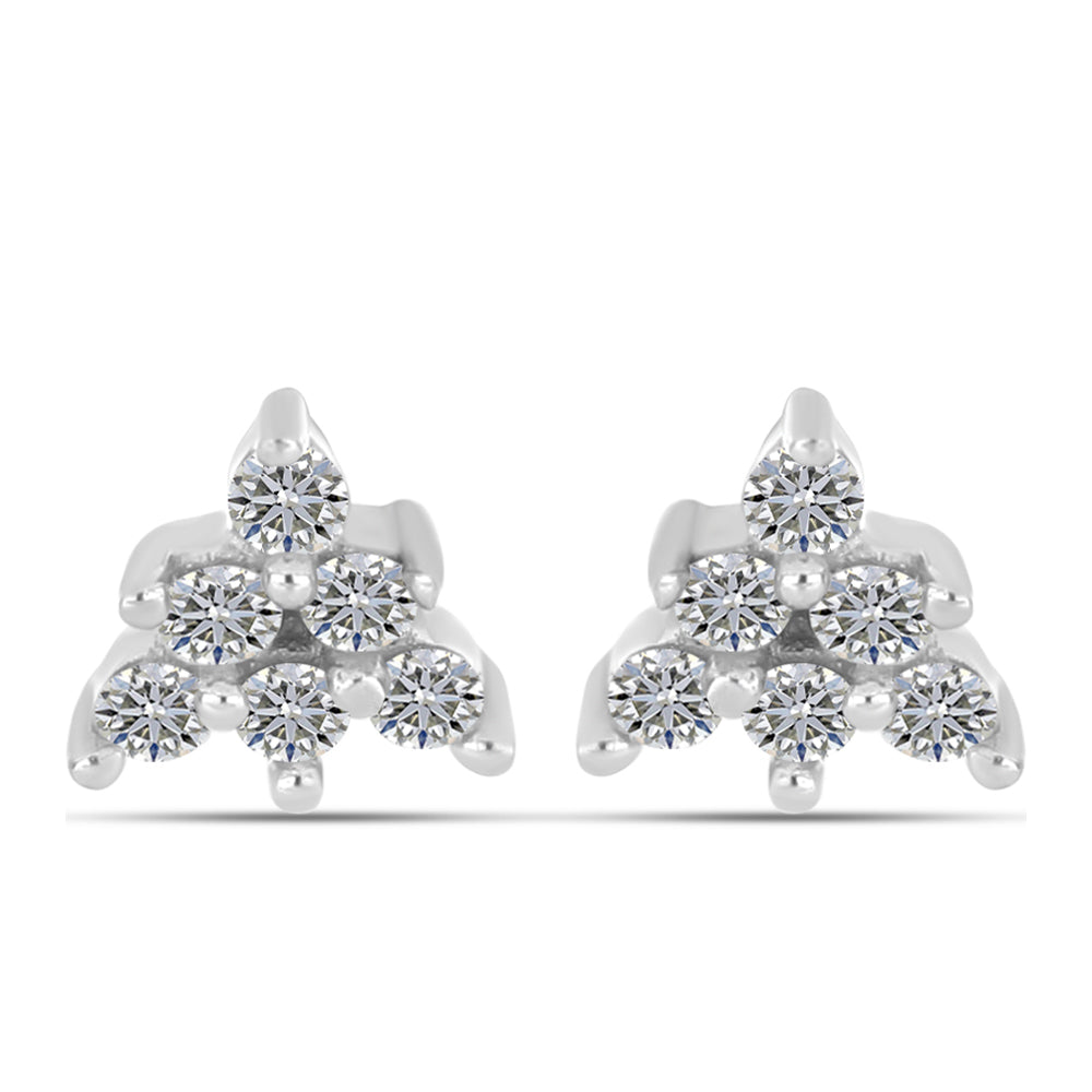 Silberohrringe mit weißem Diamant 3 