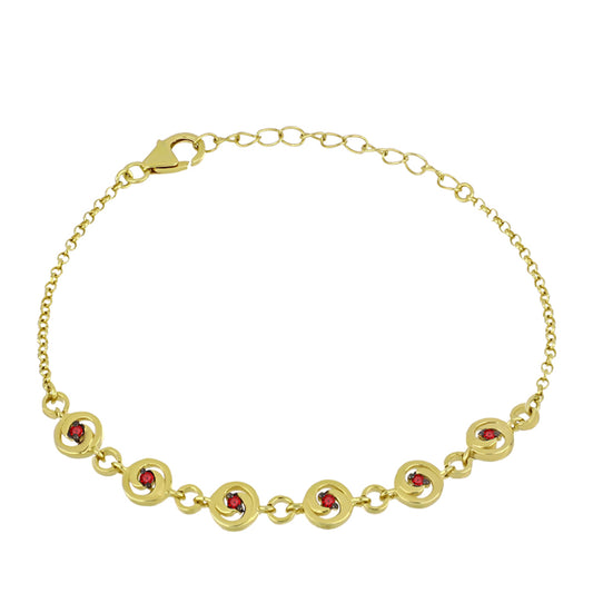 Goldplattiertes Silberarmband mit rotem Diamant