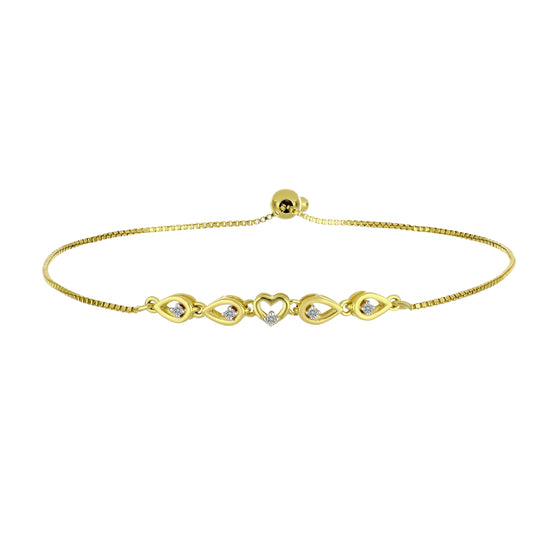 Goldplattiertes Silberarmband mit weißem Diamant