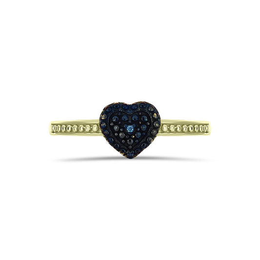 Goldplattierter Silberring mit blauem Diamant