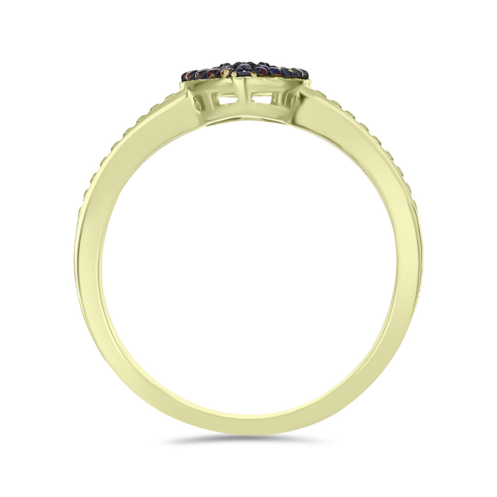 Goldplattierter Silberring mit blauem Diamant 2 