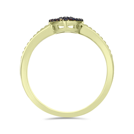 Goldplattierter Silberring mit blauem Diamant