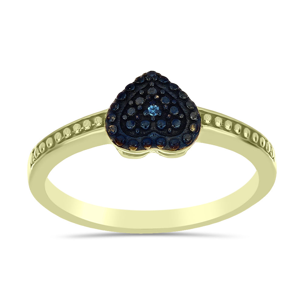 Goldplattierter Silberring mit blauem Diamant 3 
