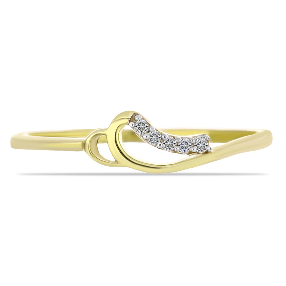 Goldplattierter Silberring mit weißem Diamant 1 