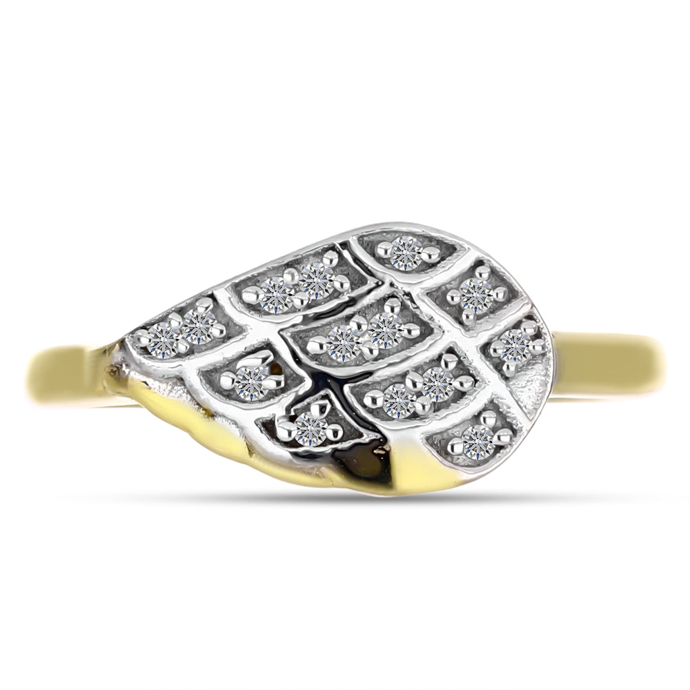 Goldplattierter Silberring mit weißem Diamant 1 