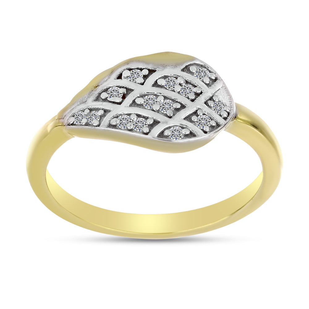 Goldplattierter Silberring mit weißem Diamant