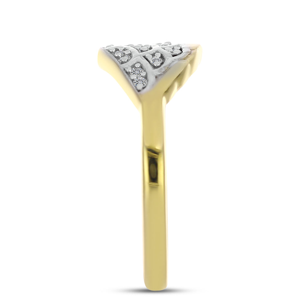 Goldplattierter Silberring mit weißem Diamant