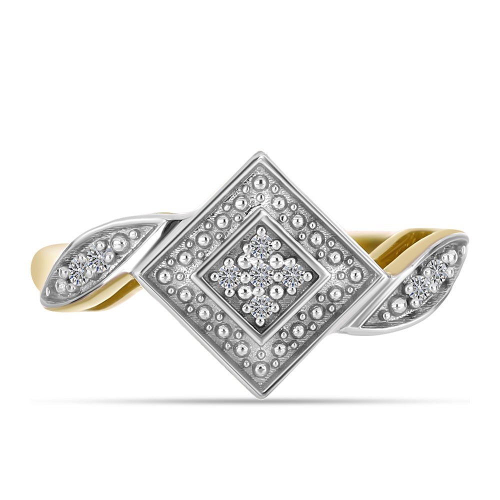 Goldplattierter Silberring mit weißem Diamant 5 