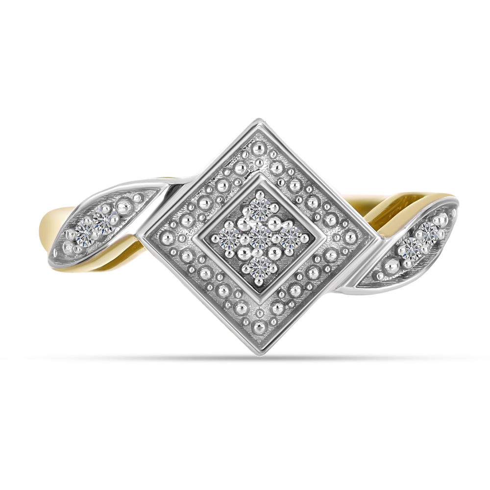 Goldplattierter Silberring mit weißem Diamant 1 