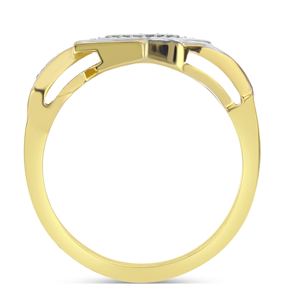 Goldplattierter Silberring mit weißem Diamant 6 