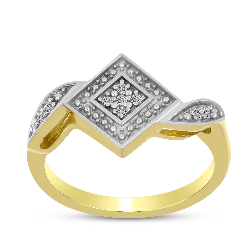 Goldplattierter Silberring mit weißem Diamant 3 