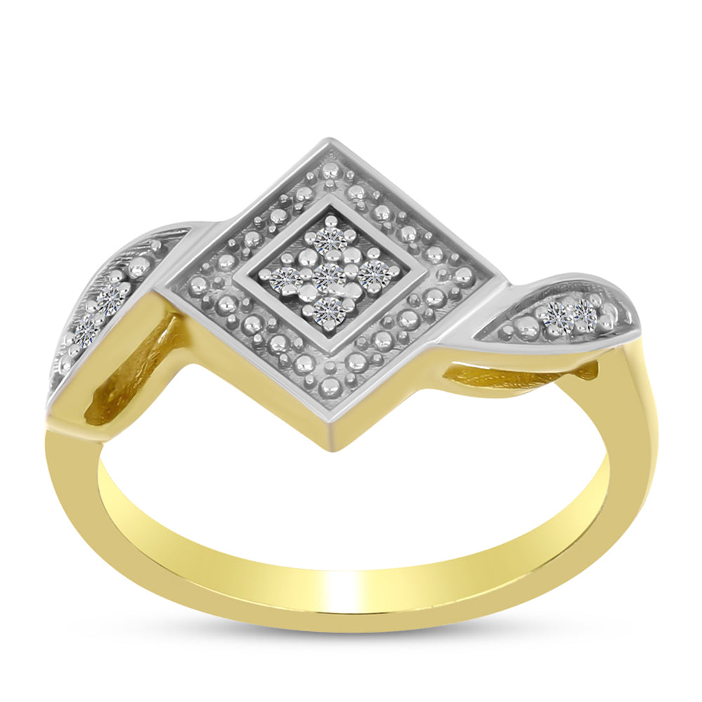Goldplattierter Silberring mit weißem Diamant 7 