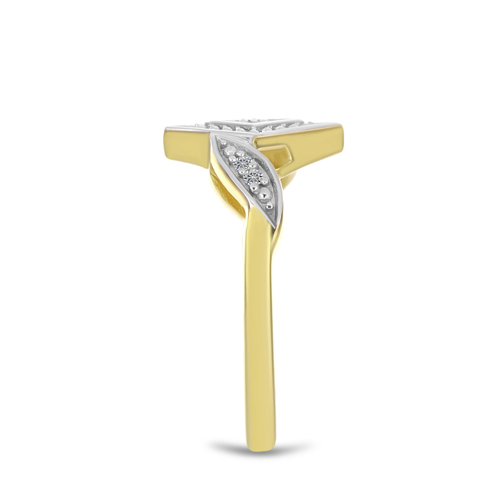 Goldplattierter Silberring mit weißem Diamant