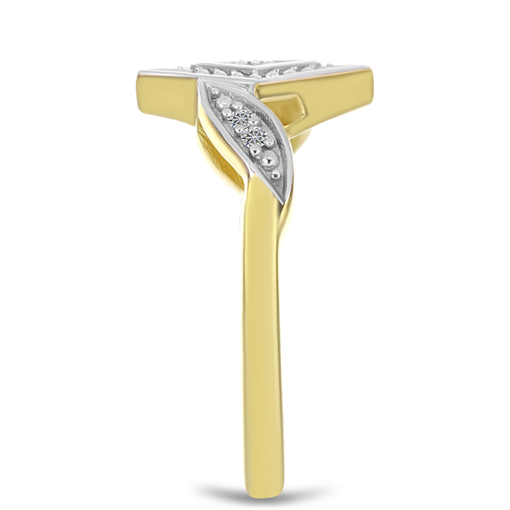 Goldplattierter Silberring mit weißem Diamant 8 