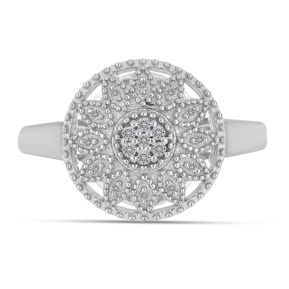 Silberring mit weißem Diamant 1 