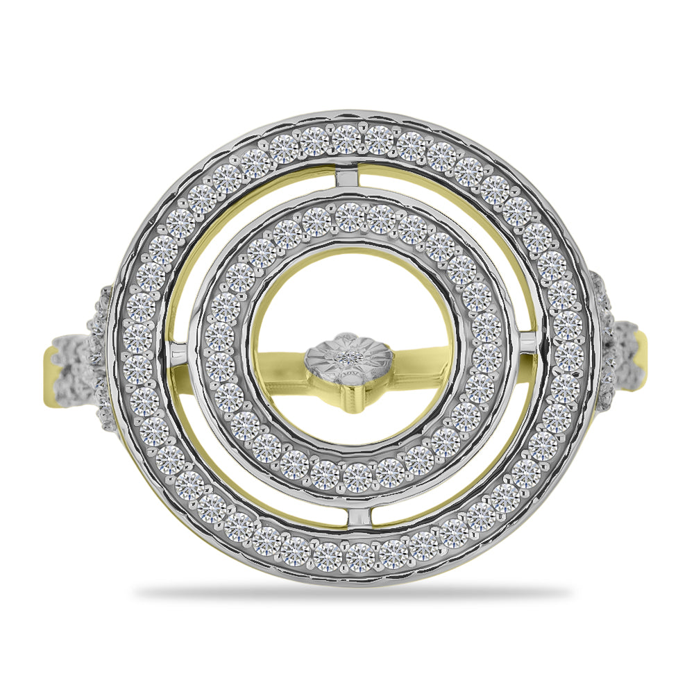 Goldplattierter Silberring mit weißem Diamant und weißem Zirkon