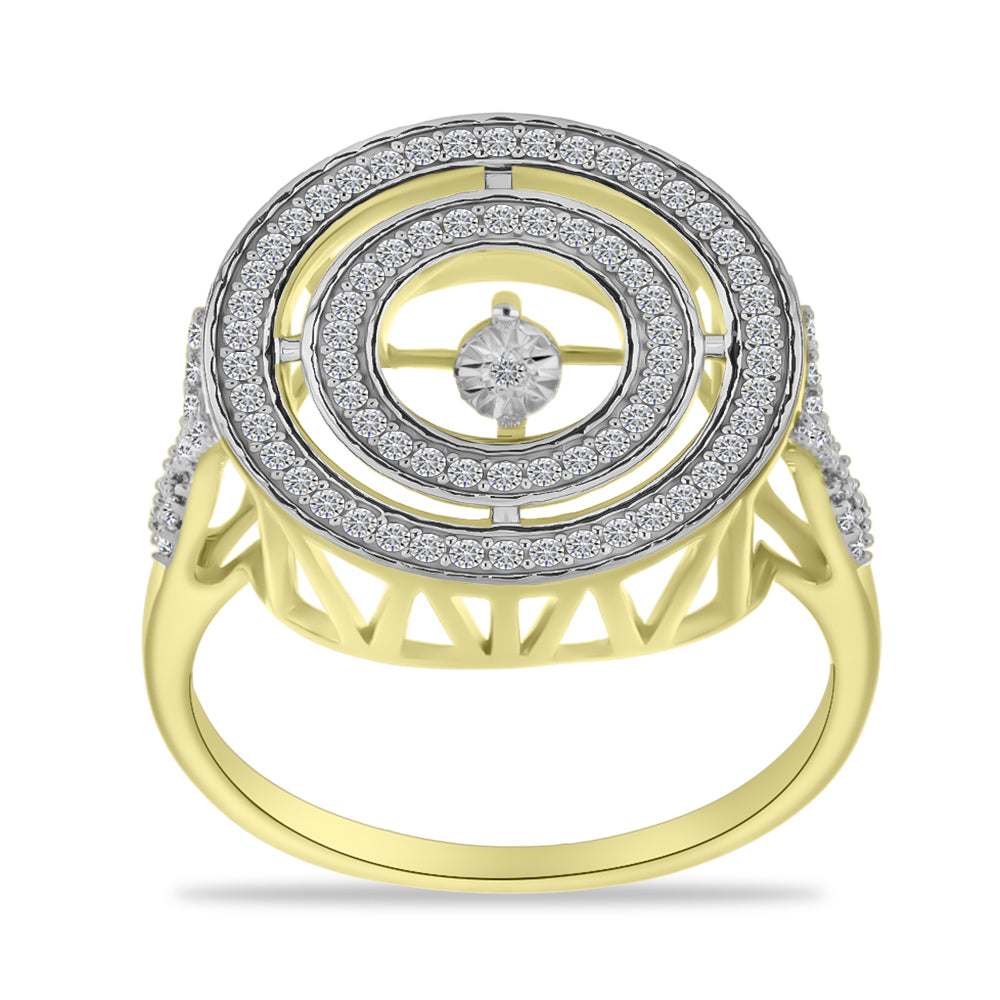 Goldplattierter Silberring mit weißem Diamant und weißem Zirkon