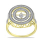 Goldplattierter Silberring mit weißem Diamant und weißem Zirkon