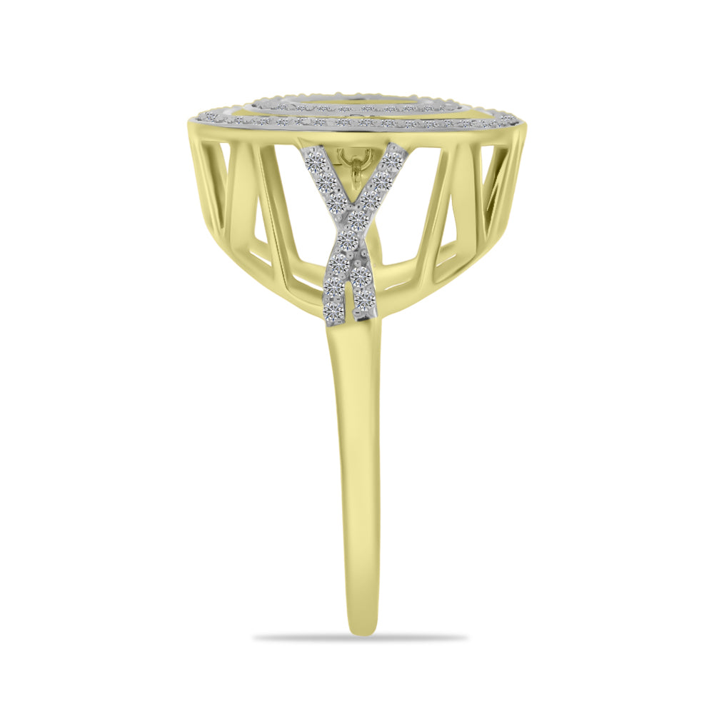 Goldplattierter Silberring mit weißem Diamant und weißem Zirkon