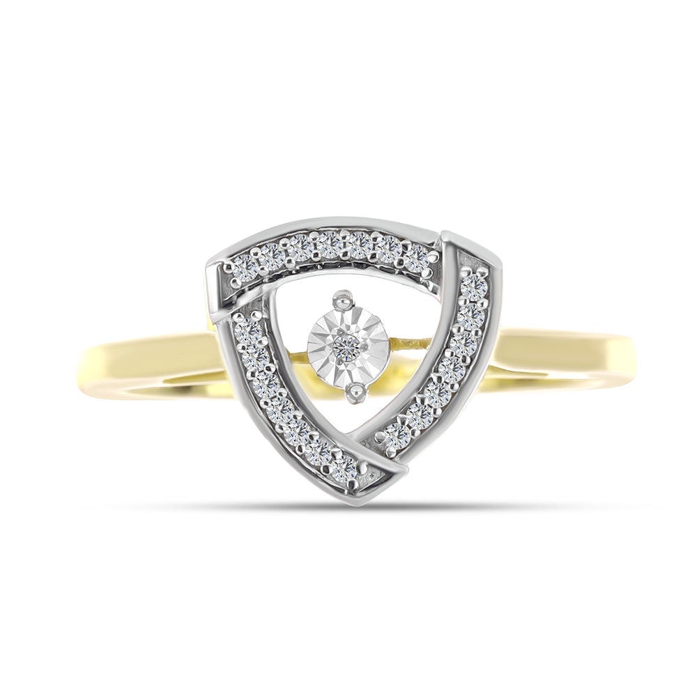 Goldplattierter Silberring mit weißem Diamant und weißem Zirkon 1 