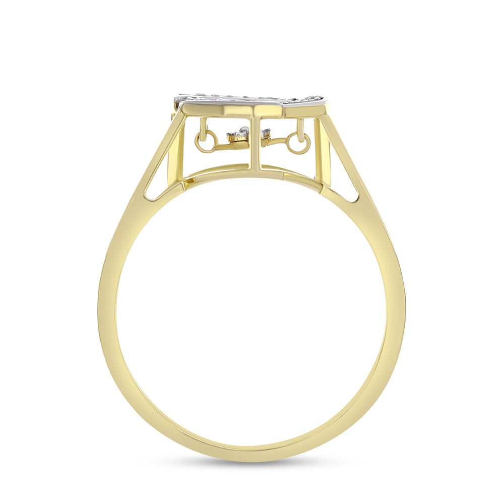 Goldplattierter Silberring mit weißem Diamant und weißem Zirkon 2 