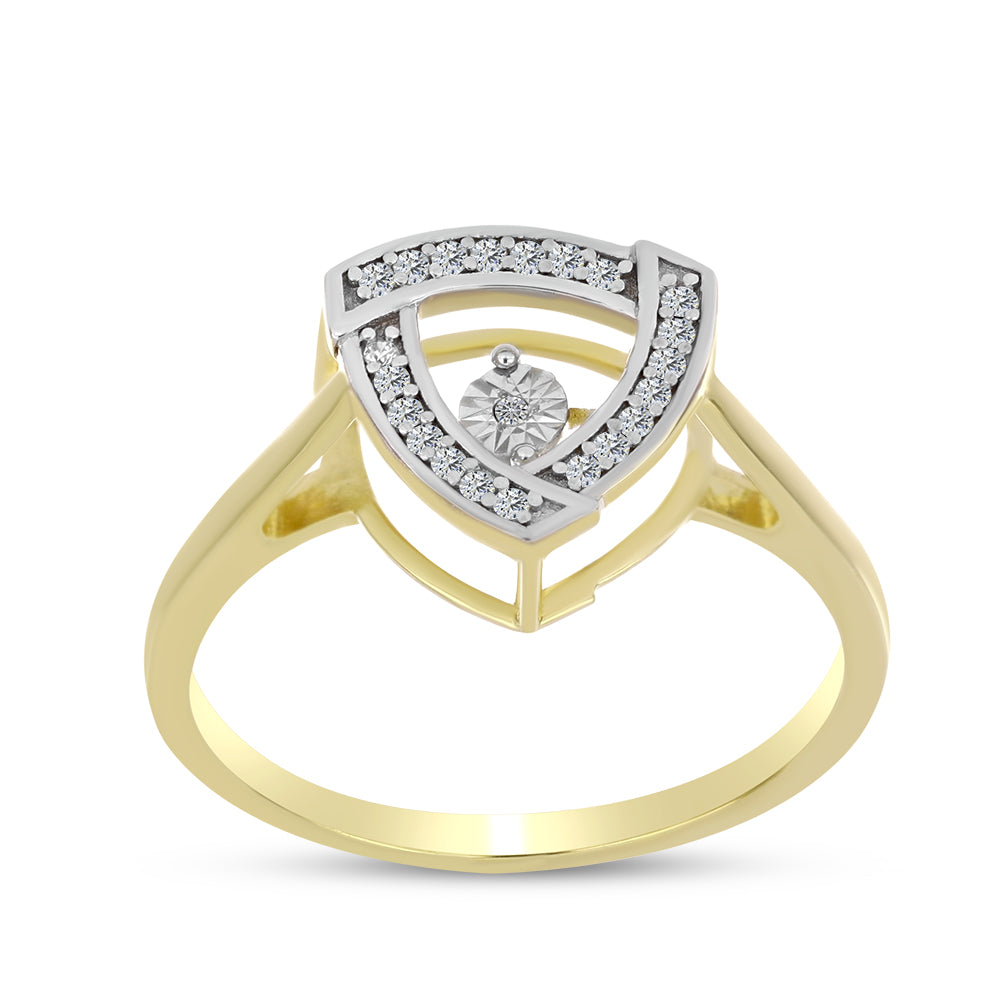 Goldplattierter Silberring mit weißem Diamant und weißem Zirkon