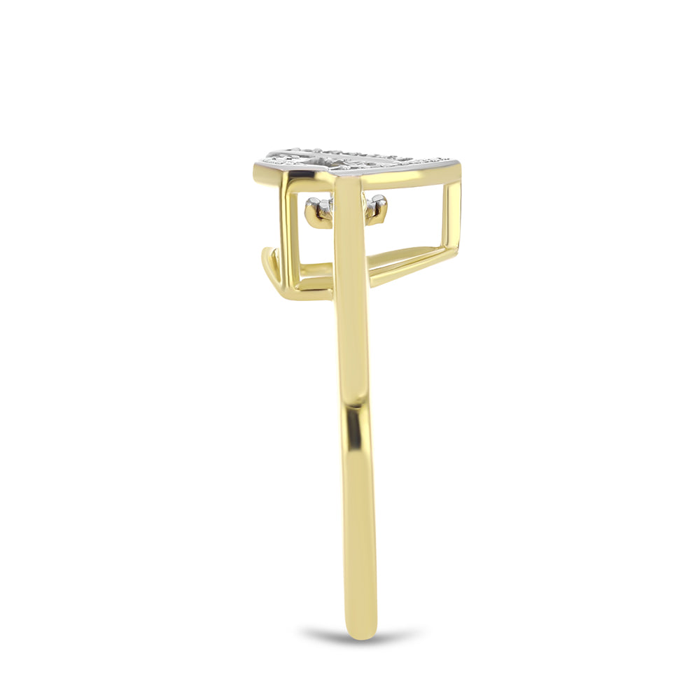 Goldplattierter Silberring mit weißem Diamant und weißem Zirkon 4 